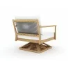 Royal Teak Palma Swivel Chair with White Cushions Back - Royal Teak Palma Swivel Chair with White Cushions Back