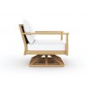 Royal Teak Palma Swivel Chair with White Cushions Side