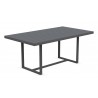 Azzurro Living Pavia Rectangular Dining Table 71" With Matte Charcoal Aluminum Frame And Charcoal Aluminum Top - Angled