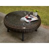 Tortuga Outdoor Round Wicker Coffee Table Driftwood Lifestyle
