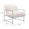 Pelut Accent Chair White - Seat Dimensions