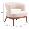 Penryn Accent Chair in Beige - Seat Dimensions