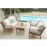 Royal Teak Coastal Wooden Set with 2-Seat Loveseat and Two Club Chairs, Miami Side Table and Miami Coffee Table - Royal Teak Coastal Wooden Set with 2-Seat Loveseat and Two Club Chairs, Miami Side Table and Miami Coffee Table