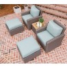 Sanibel Wicker Deep Seating Set with Two Club Chair, Two Ottomans and Side Table