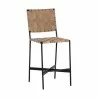 Sunpan Omari Counter Stool Sueded Light Tan Leather - Front Side Angle - Sunpan Omari Counter Stool Sueded Light Tan Leather - Front Side Angle