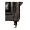 Moe's Home Collection Birmingham Sofa in Onyx Black Leather - Base Angle - Moe's Home Collection Birmingham Sofa in Onyx Black Leather - Base Angle