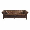Moe's Home Collection Birmingham Sofa in Dark Brown Leather - Front Angle - Moe's Home Collection Birmingham Sofa in Dark Brown Leather - Front Angle