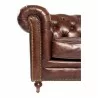 Moe's Home Collection Birmingham Sofa in Dark Brown Leather - Seat Closeup Angle - Moe's Home Collection Birmingham Sofa in Dark Brown Leather - Seat Closeup Angle