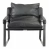 Moe's Home Collection Connor Club Chair Onyx Black Leather - Front Angle - Moe's Home Collection Connor Club Chair Onyx Black Leather - Front Angle