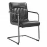 Moe's Home Collection Ansel Dining Arm Chair in Onyx Black Leather - Set of Two - Front Side Angle - Moe's Home Collection Ansel Dining Arm Chair in Onyx Black Leather - Set of Two - Front Side Angle