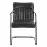Moe's Home Collection Ansel Dining Arm Chair in Onyx Black Leather - Set of Two - Front Angle - Moe's Home Collection Ansel Dining Arm Chair in Onyx Black Leather - Set of Two - Front Angle
