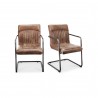 Moe's Home Collection Ansel Dining Arm Chair in Grazed Brown Leather - Set of Two - Set in Angle
