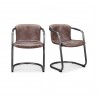 Moe's Home Collection Freeman Dining Chair in Grazed Brown Leather - Set of Two - Set in Angle