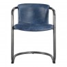 Moe's Home Collection Freeman Dining Chair in Kaiso Blue Leather - Set of Two - Front Angle