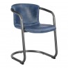 Moe's Home Collection Freeman Dining Chair in Kaiso Blue Leather - Set of Two - Front Side Angle