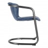 Moe's Home Collection Freeman Dining Chair in Kaiso Blue Leather - Set of Two - Side Angle