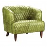 Moe's Home Collection Magdelan Tufted Arm Chair - Jungle Grove Green Leather - Front Side Angl