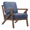 Moe's Home Collection Drexel Arm Chair in Kaiso Blue Leather - Front Side Angle