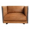 Moe's Home Collection Messina Arm Chair - Cigare Tan Leather - Seat Closeup 