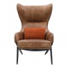 Moe's Home Collection Amos Accent Chair - Open Road Brown Leather - Front Angle