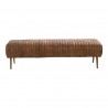 Moe's Home Collection Endora Bench Open Road - Brown Leather - Front  Angle