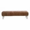 Moe's Home Collection Endora Bench Open Road - Brown Leather - Front  Angle - Moe's Home Collection Endora Bench Open Road - Brown Leather - Front  Angle