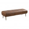 Moe's Home Collection Endora Bench Open Road - Brown Leather - Front Side Angle