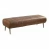 Moe's Home Collection Endora Bench Open Road - Brown Leather - Front Side Angle - Moe's Home Collection Endora Bench Open Road - Brown Leather - Front Side Angle