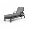 Monterey Chaise Lounge in Canvas Granite w/ Self Welt - Front Side Angle