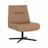 Sunpan Karson Swivel Lounge Chair in Linea Wood Leather  - Front Side Angle - Sunpan Karson Swivel Lounge Chair in Linea Wood Leather  - Front Side Angle