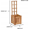 All Things Cedar 12w x 12d x 13h Set of 2 Planter Box's with Trellis - Dimensions