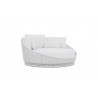 Azzurro Palma Day Bed With Matte White Aluminum Frame And White Mist All-Weather Texteline Rope - Angled