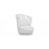 Azzurro Palma Swivel Club Chair In Matte White Aluminum Frame And White Mist All-Weather Texteline Rope - Angled