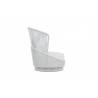 Azzurro Palma Swivel Club Chair In Matte White Aluminum Frame And White Mist All-Weather Texteline Rope - Side