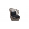 Azzurro Palma Swivel Club Chair In Matte Charcoal Aluminum Frame And Mocha Mist All-Weather Texteline Rope - Angled
