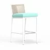 Sabbia Barstool in Dupione Celeste, No Welt - Front Side Angle - Sabbia Barstool in Dupione Celeste, No Welt - Front Side Angle