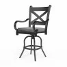 Monterey Barstool in Canvas Granite w/ Self Welt - Front Side Angle - Monterey Barstool in Canvas Granite w/ Self Welt - Front Side Angle
