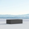 Azzurro Living Porto Carrara Marble Coffee Table With Matte Charcoal Aluminum Frame And Honed Absolute Black Granite - Lifestyle