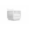 Azzurro Porto Swivel Club Chair In Matte White Frame and Pearl Gray All-Weather Rope - Angled