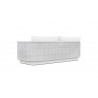 Azzurro Porto 3 Seat Sofa With Matte White Aluminum Frame And Pearl Gray All-Weather Rope - Back Angled