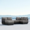 Azzurro Living Porto 3-Set Sectional with Arm Sofa and Ottoman - White Charcoal