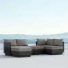 Azzurro Living Porto 3-Set Sectional with Arm Sofa and Ottoman - White Charcoal - Azzurro Living Porto 3-Set Sectional with Arm Sofa and Ottoman - White Charcoal