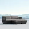 Azzurro Living Porto 3-Set Sectional with Arm Sofa and Ottoman - Charcoal - Azzurro Living Porto 3-Set Sectional with Arm Sofa and Ottoman - Charcoal