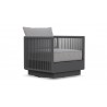 Azzurro Porto Swivel Club Chair In Matte Charcoal Frame and Ash All-Weather Rope - Angled