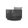 Azzurro Porto Swivel Club Chair In Matte Charcoal Frame and Ash All-Weather Rope - back Angle