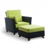 Rattan Deep Chair/Ottoman Set - Green