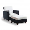 Rattan Deep Chair/Ottoman Set - White