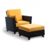 Rattan Deep Chair/Ottoman Set - Yellow