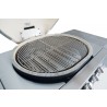 Primo Ceramic Oval G420C Freestanding Gas Grill - Front Left Dome Open