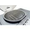 Primo Ceramic Oval G420C Freestanding Gas Grill - Front Left Dome Open - Primo Ceramic Oval G420C Freestanding Gas Grill - Front Left Dome Open